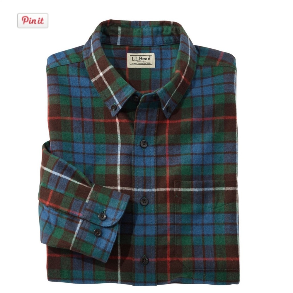 LL BEAN Scotch Plaid Flannel Shirt Traditional Fit